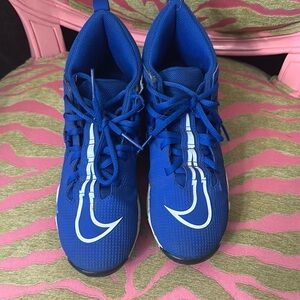 Nike Blue and White Athletic Performance Football Cleats